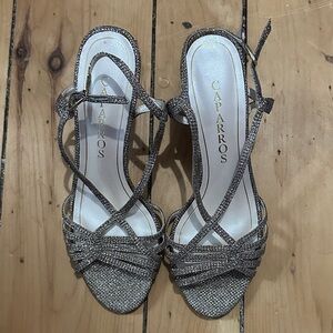 Caparros Women's Champagne Glitter Strappy Heels